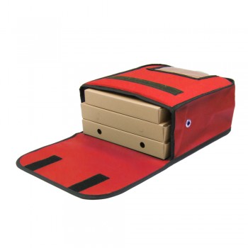 Ισοθερμική Τσάντα Θερμόσακος Delivery για μεταφορά Πίτσας χωράνε 3 μεσαίες σε κόκκινο χρώμα