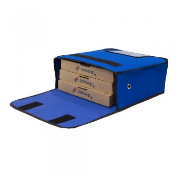Ισοθερμική τσάντα Θερμόσακος Delivery Μεταφοράς πίτσας για 3 μεγάλες σε μπλε ρουά χρώμα