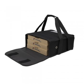 Ισοθερμική τσάντα Θερμόσακος Delivery μεταφοράς πίτσας με χερούλια για 3 μεγάλες σε μαύρο χρώμα
