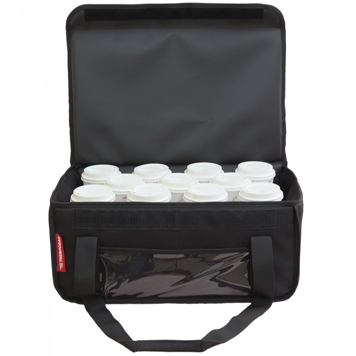 Τσάντα Delivery Καφέ Ισοθερμική Θερμόσακος  Μεταφοράς εως 11 + 2 καφέ ή 40 λίτρα σε μαύρο χρώμα