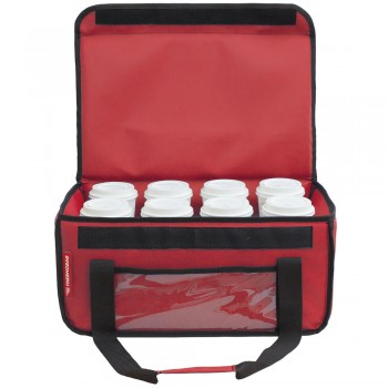 Ισοθερμική τσάντα delivery Καφέ Θερμόσακος μεταφοράς  εως 8 + 3 καφέ ή 30 λίτρα σε κόκκινο χρώμα