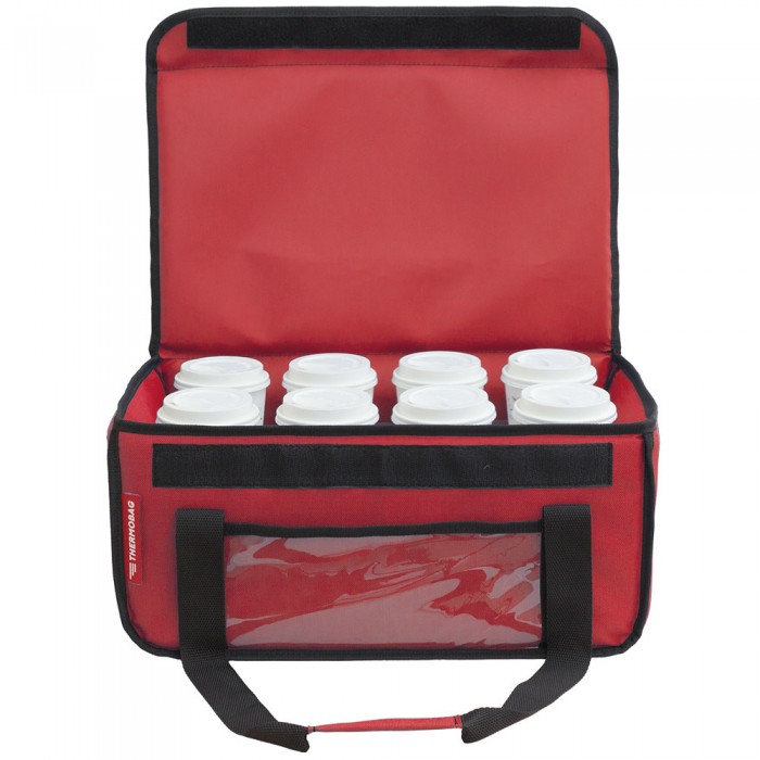 Ισοθερμική τσάντα delivery Καφέ Θερμόσακος μεταφοράς  εως 8 + 3 καφέ ή 30 λίτρα σε κόκκινο χρώμα